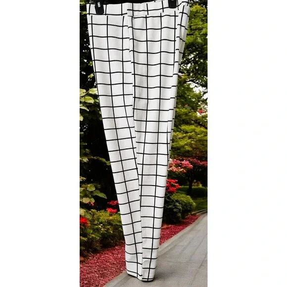 Pants Women 2X White Plaid‎ Plus Size Trousers - Picture 6 of 7